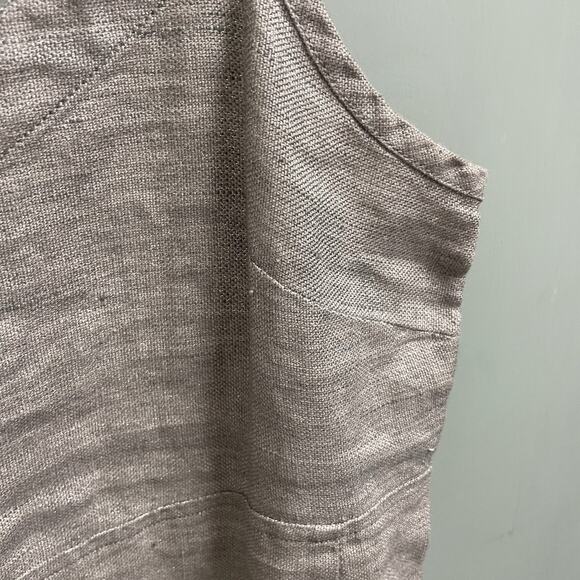 Eileen Fisher Gray Linen Sz Small Petite Dress Pockets Tank Style Lagenlook - Picture 2 of 4